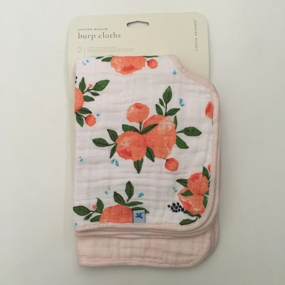 Cotton Muslin 2 Burp Cloths Absorbent NEW | Little Unicorn